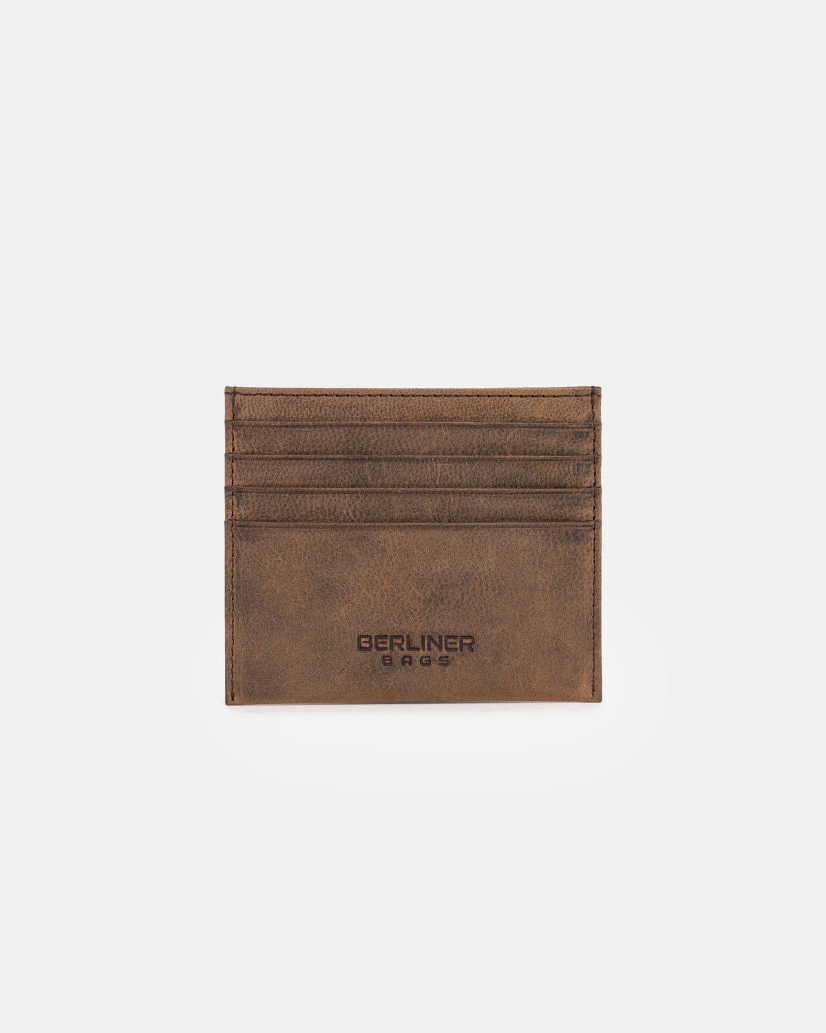 Front view of espresso leather card case
