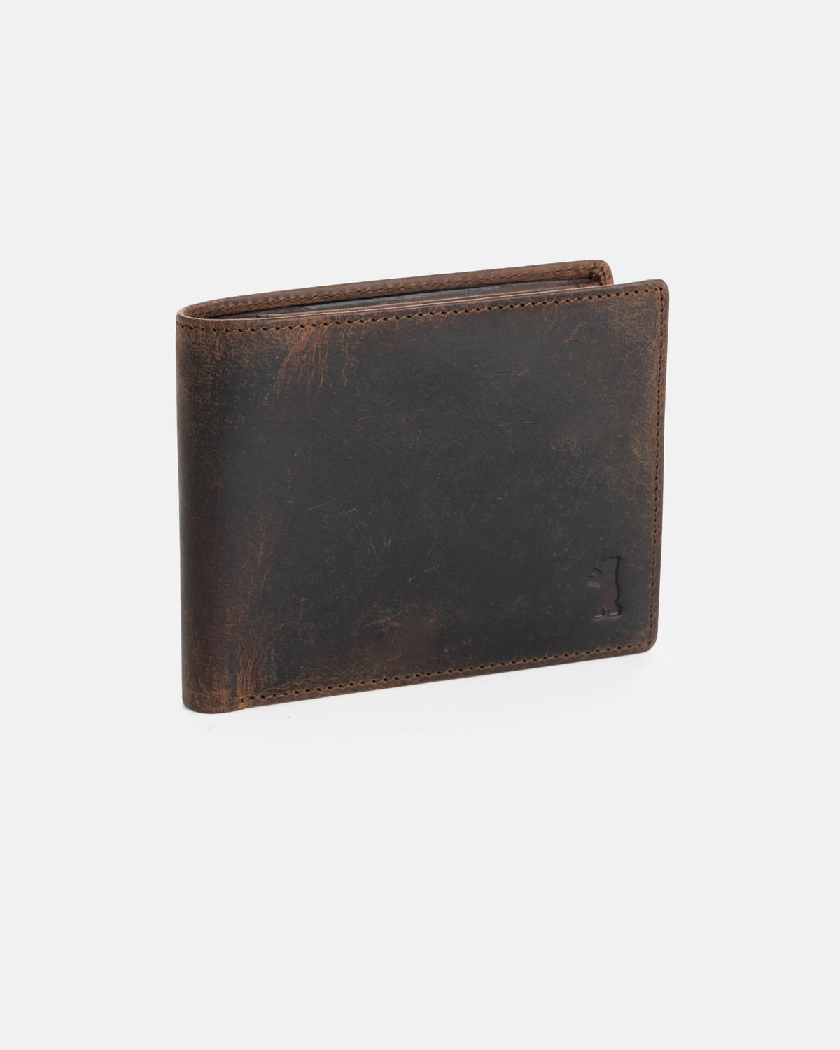 Side view of earth leather wallet without ID flap