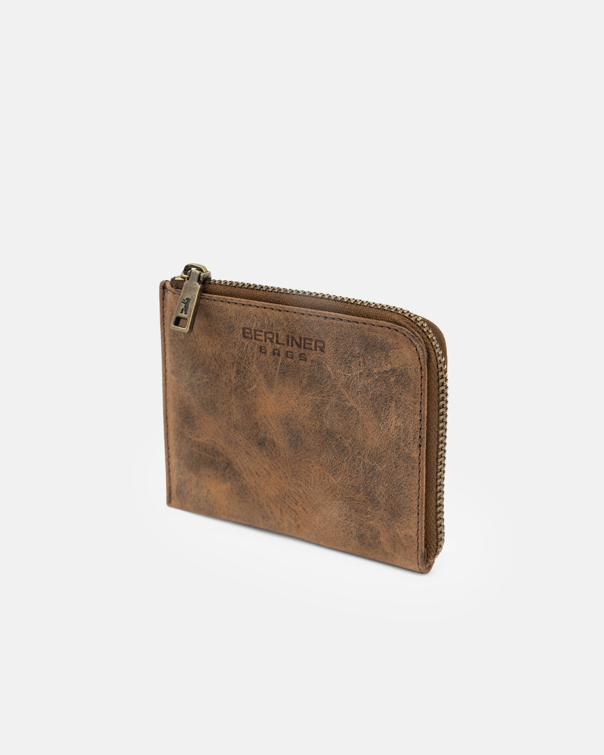Side view of walnut leather wallet