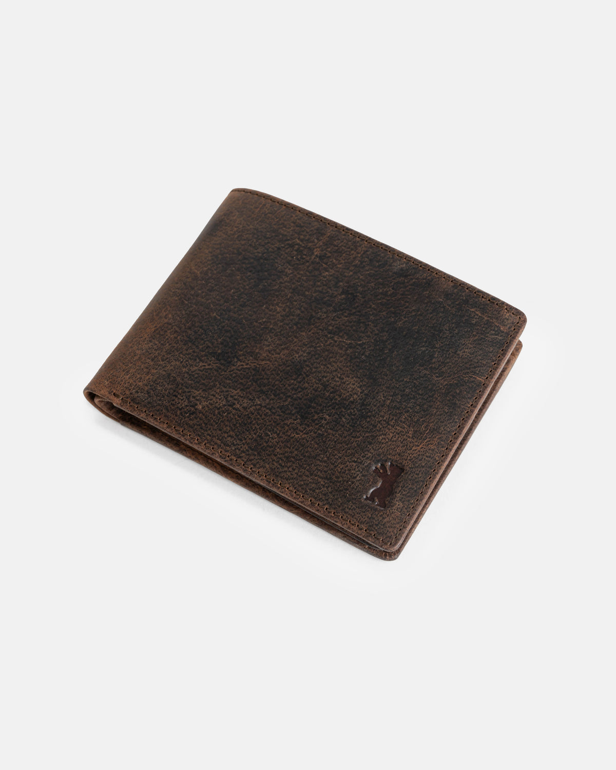 Front view of earth leather wallet without ID flap