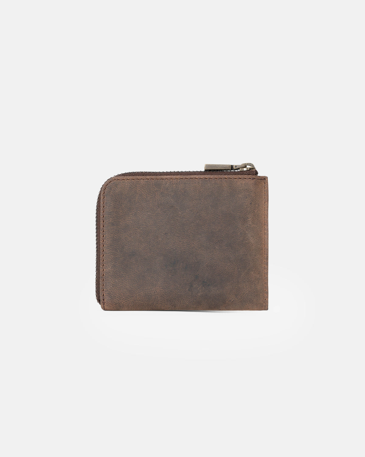 Rear view of espresso leather wallet