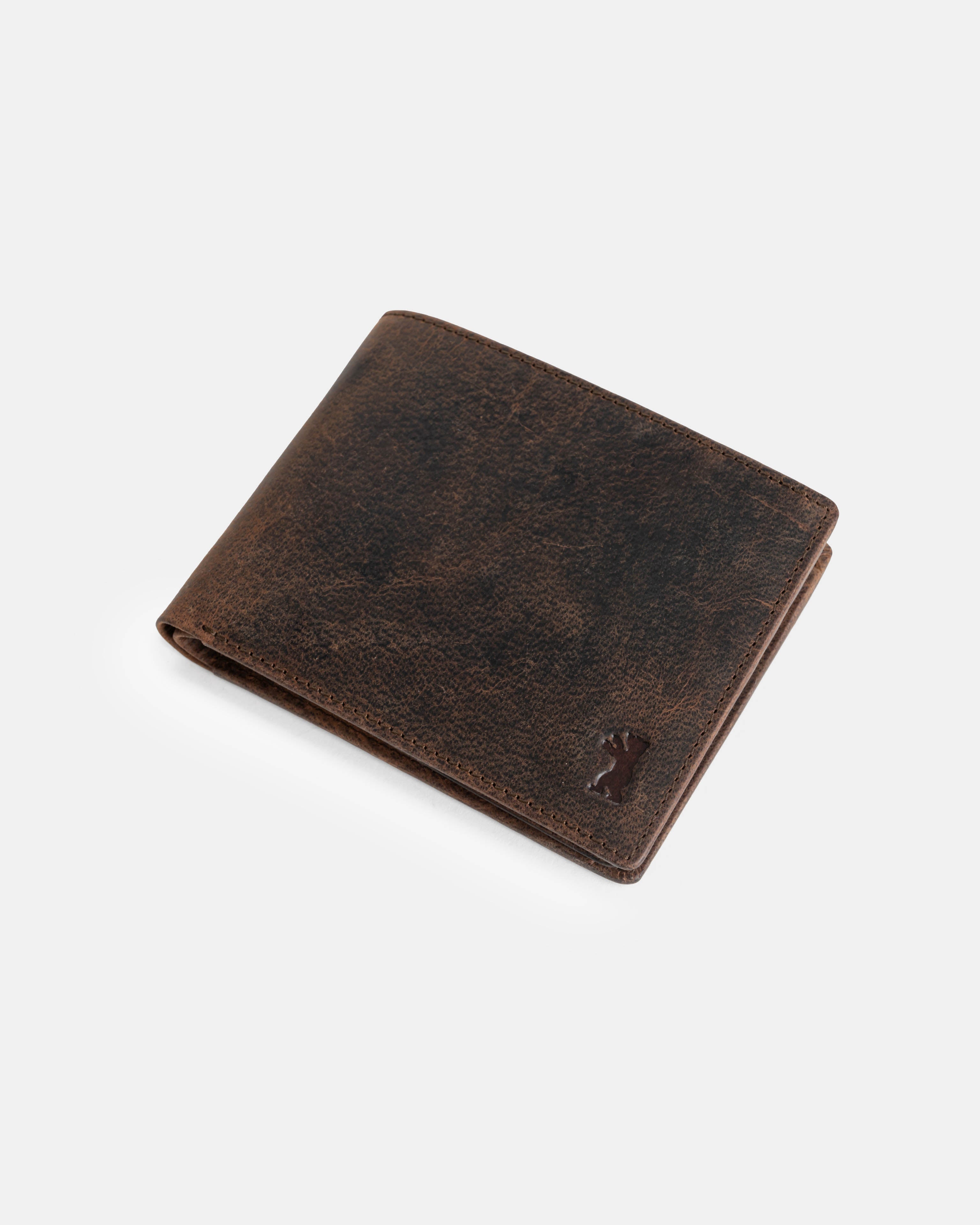 Front view of earth leather wallet with ID flap