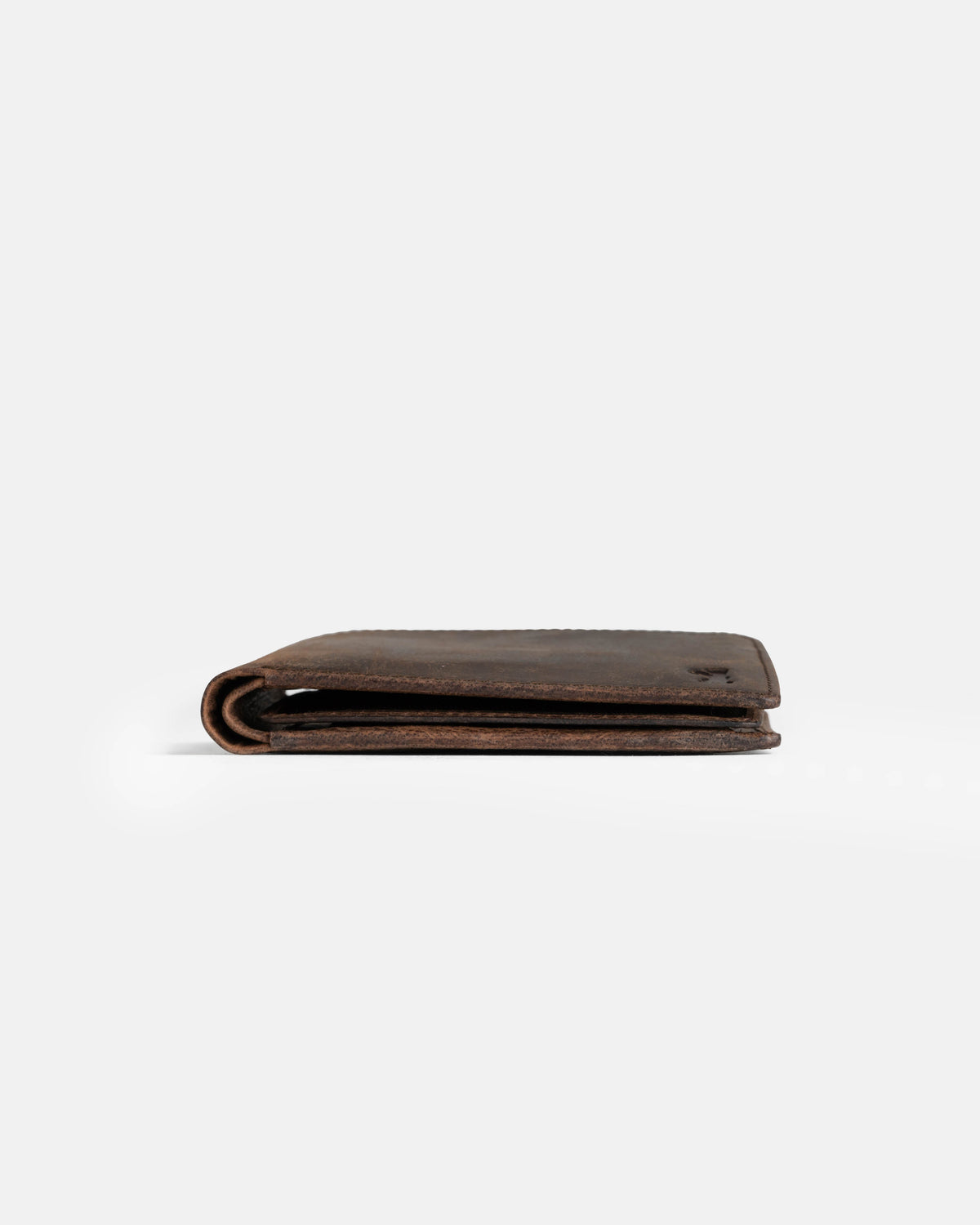 Bottom view of earth leather wallet without ID flap