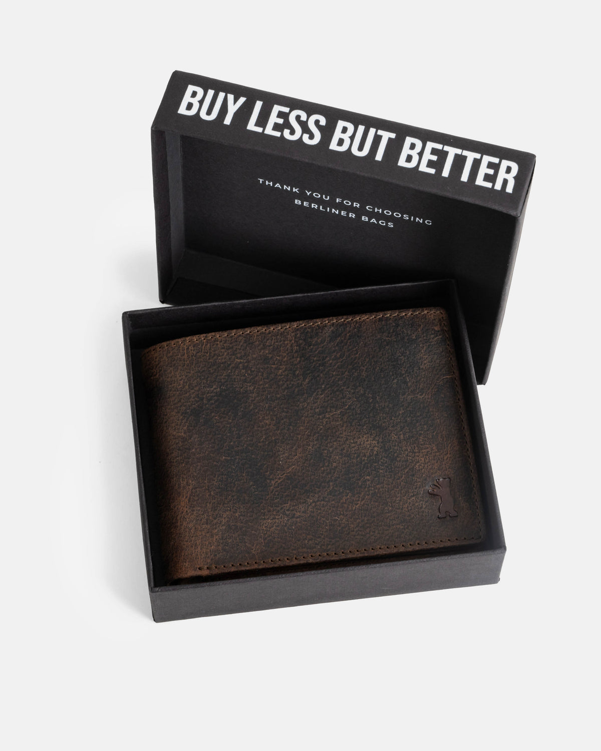 A earth leather wallet without ID flap inside branded box