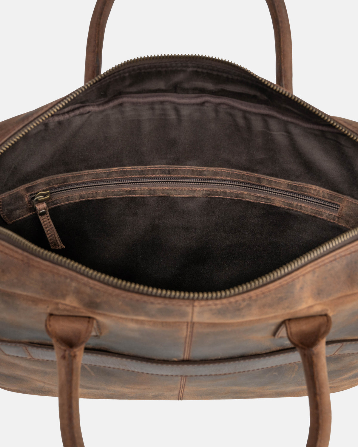 Inside view of a earth eather briefcase