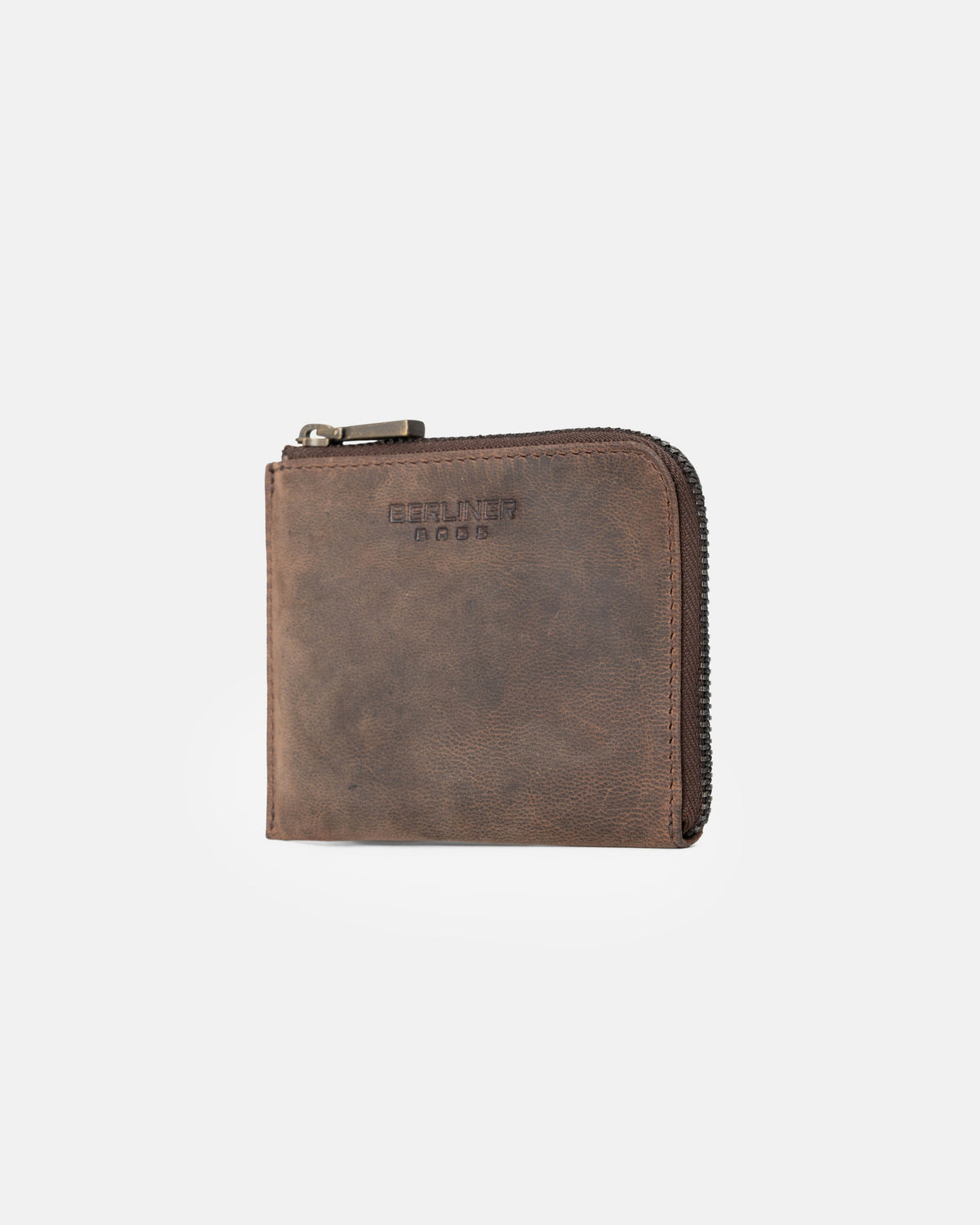 Side view of espresso leather wallet