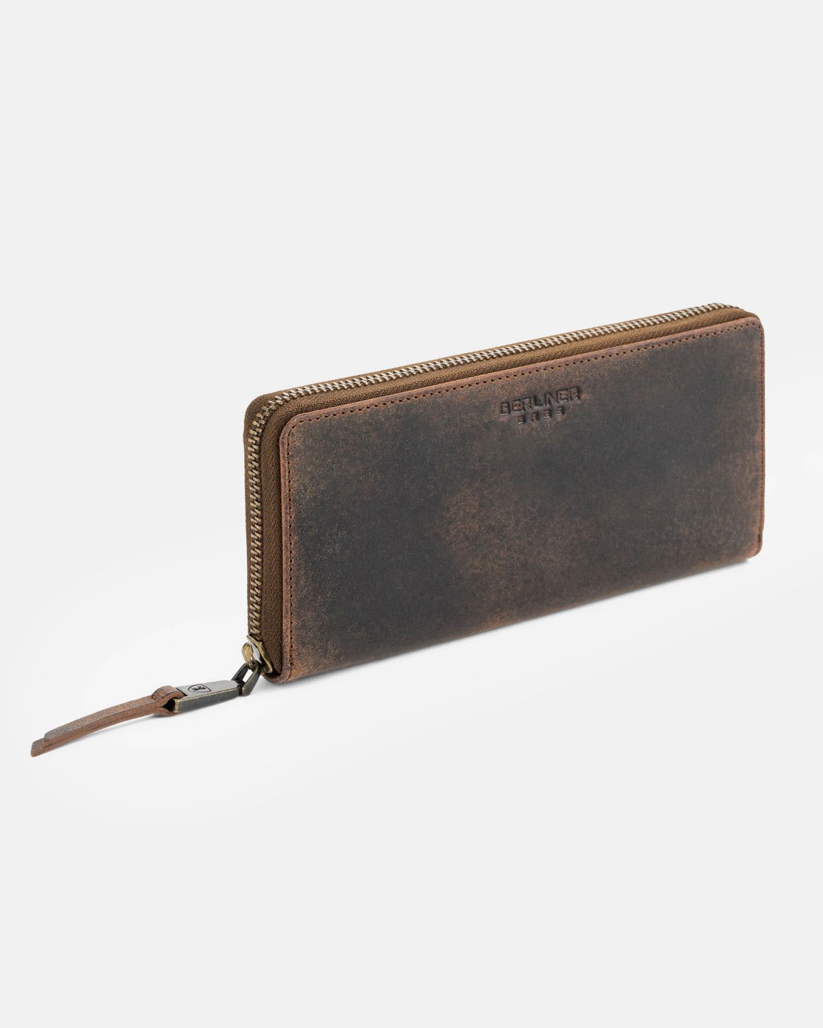 Side view of earth leather wallet