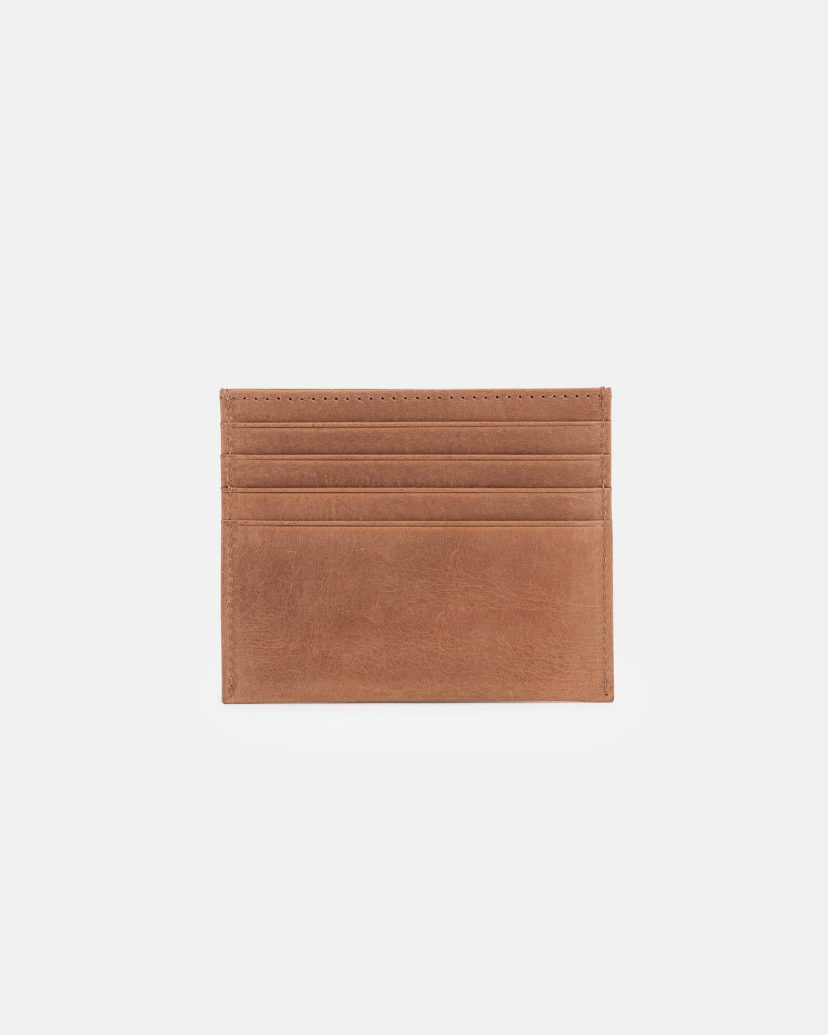 Rear view of camel leather card case
