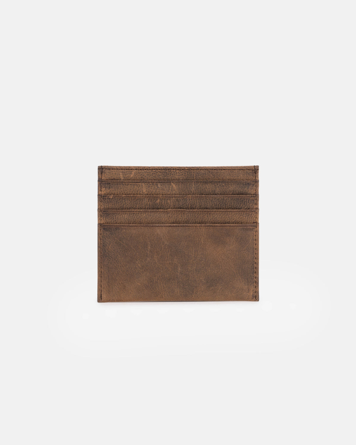 Rear view of espresso leather card case