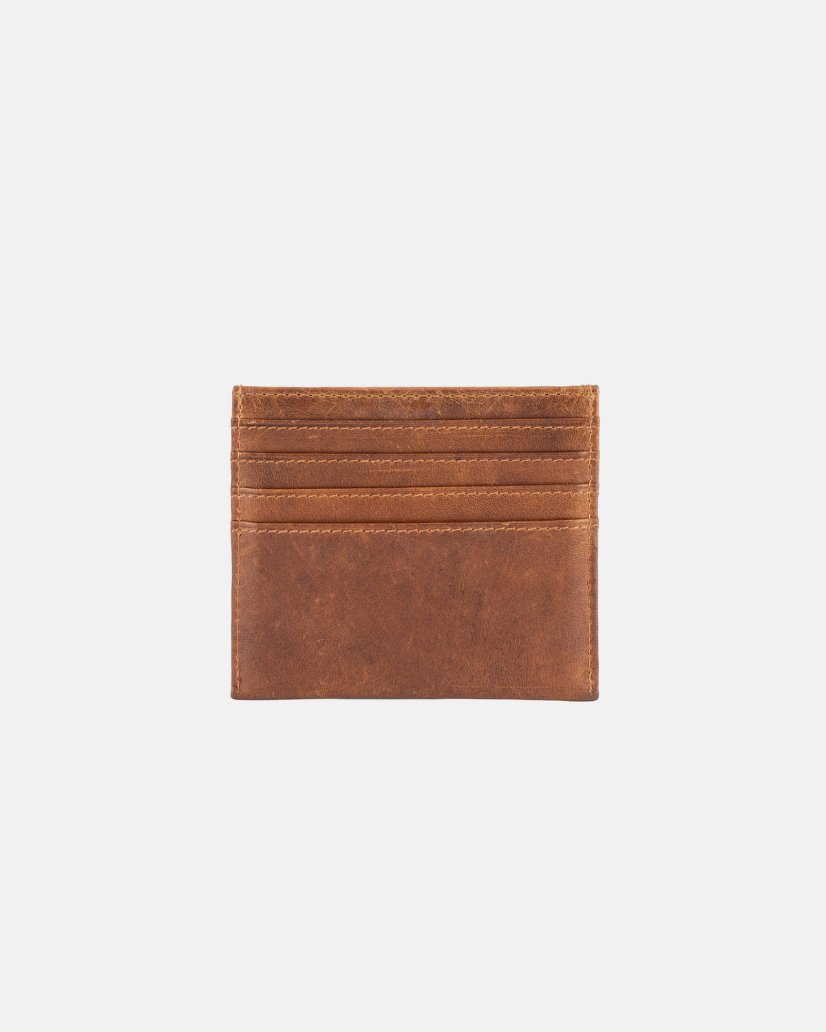 Rear view of cognac leather card case