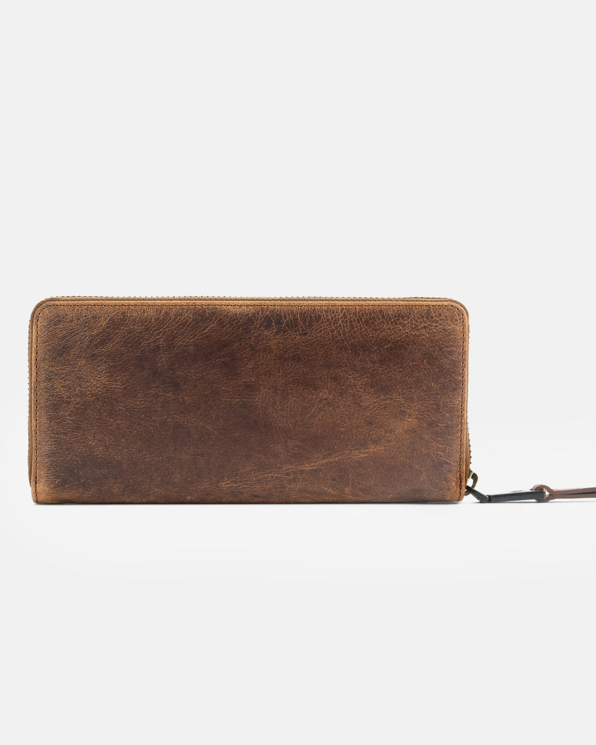 Rear view of walnut leather wallet