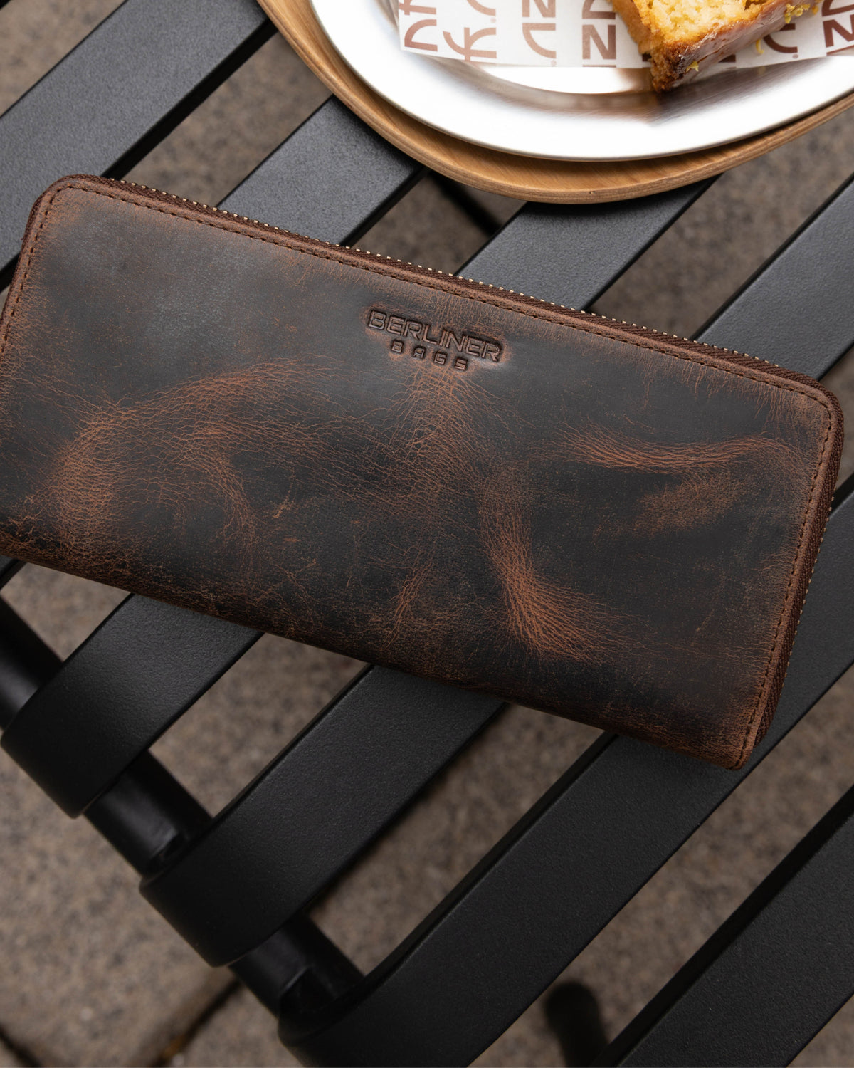 Front view of earth leather wallet