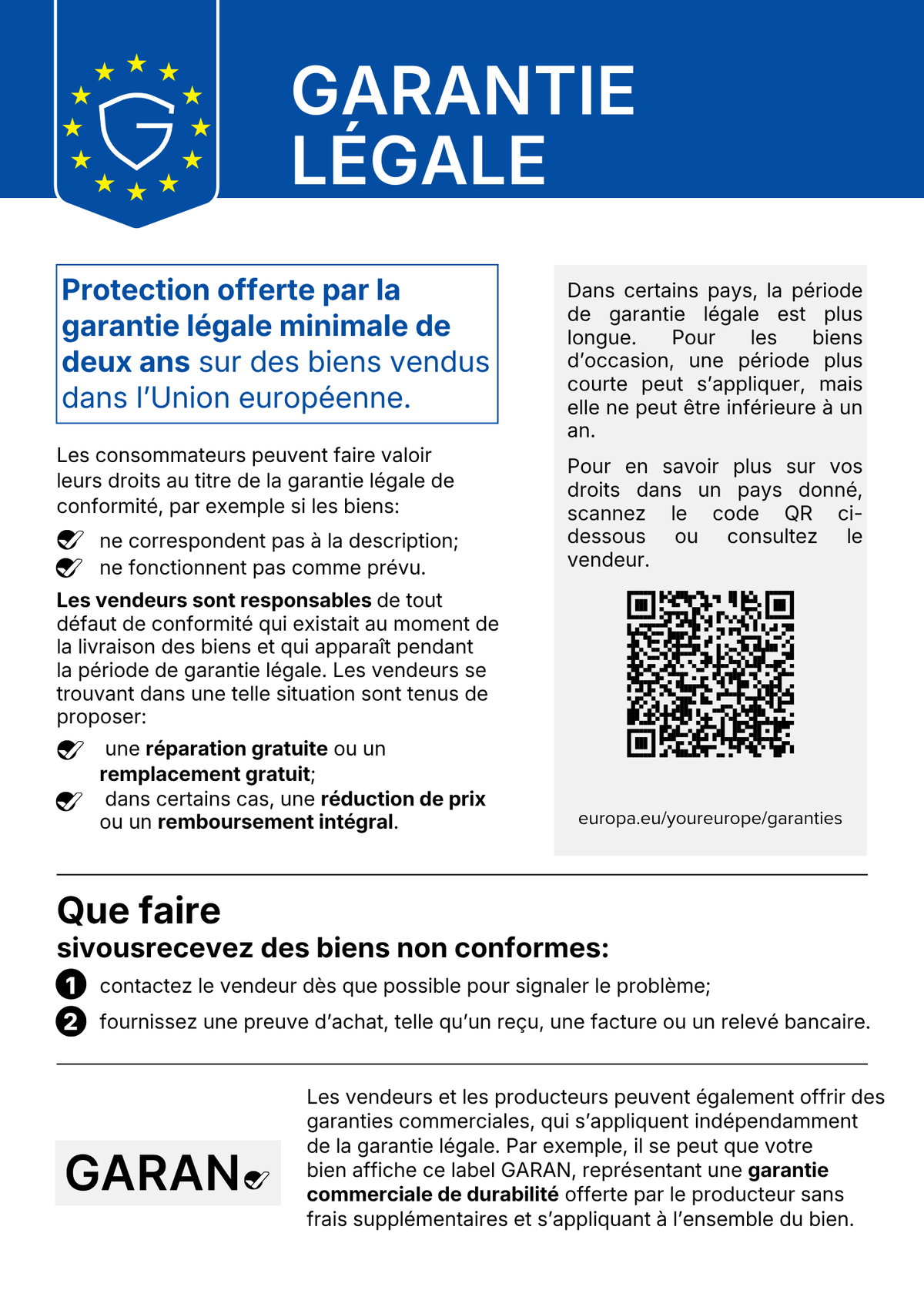 Notice officielle de l’UE sur la garantie légale