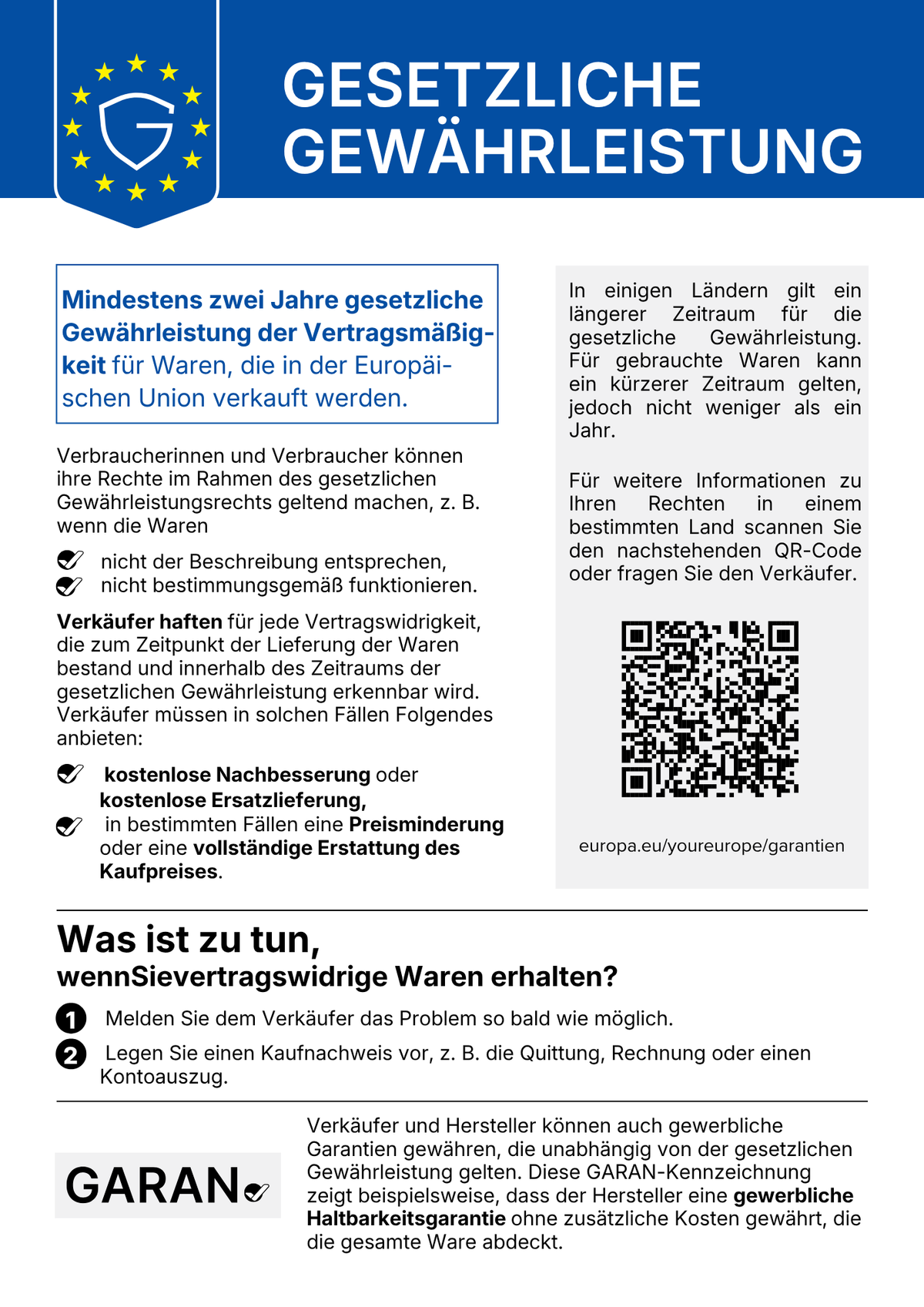 Offizielle EU-Mitteilung zur gesetzlichen Gewährleistung