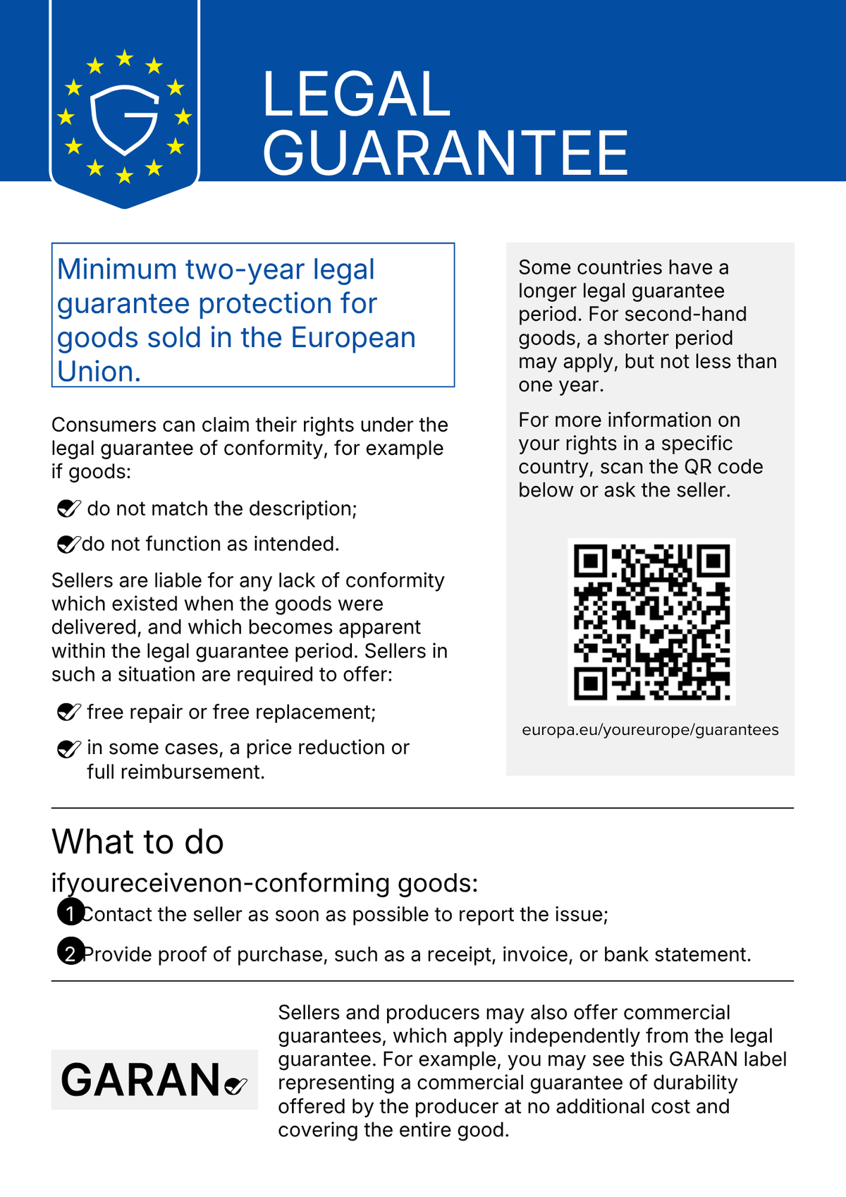 Official EU legal guarantee notice