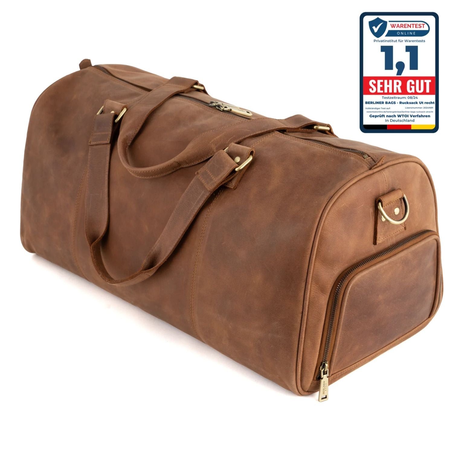 Leather duffle bag with shoe compartment deals