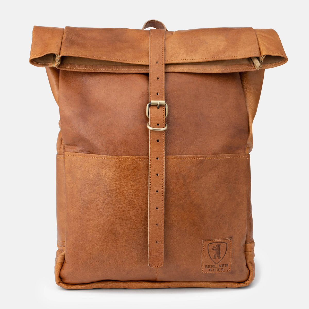 Berliner Bags Paris XL Backpack Vintage Brown Goat Leather 17in Rolltop NWT Paris main image 2