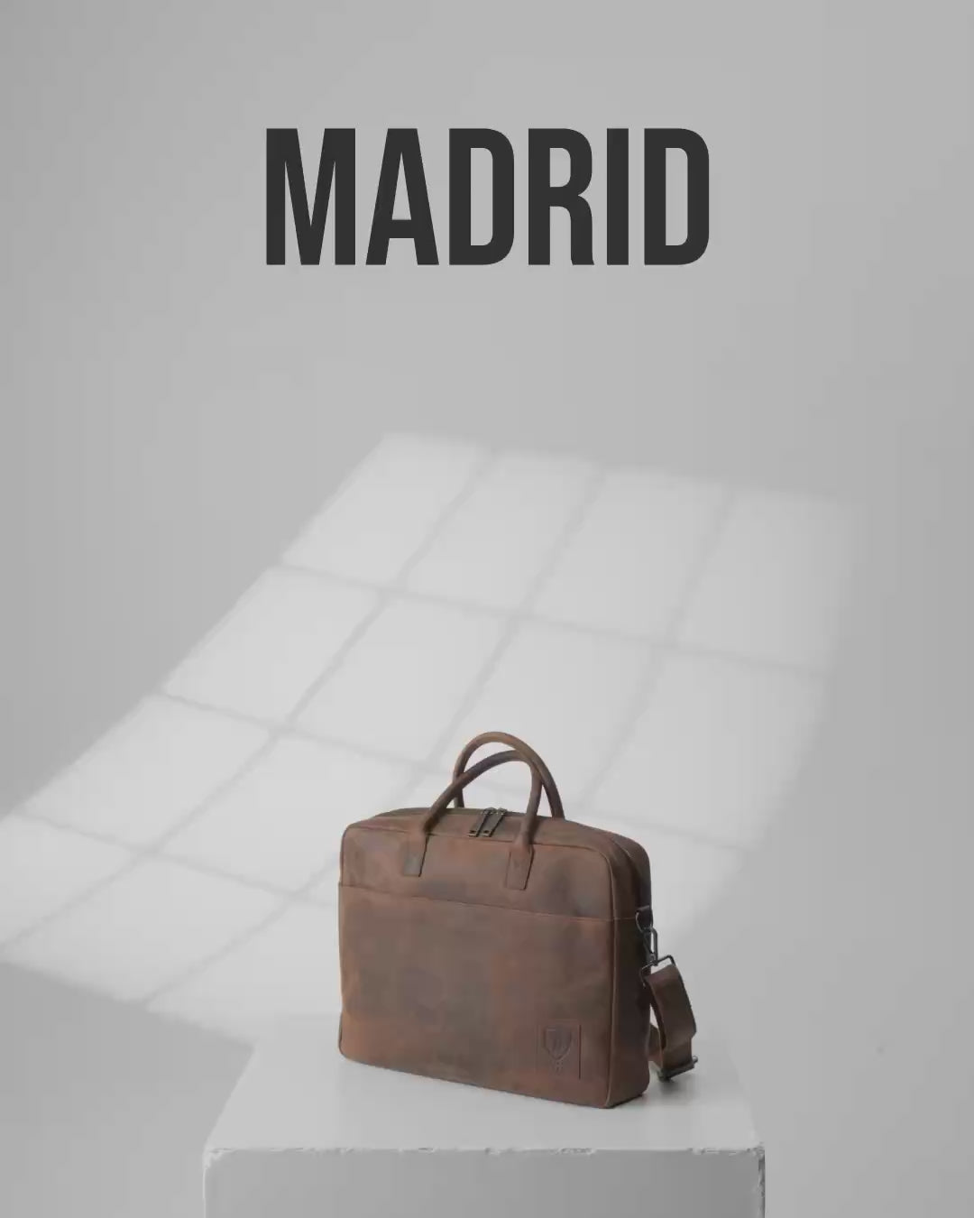 Side view of a earth leather briefcase