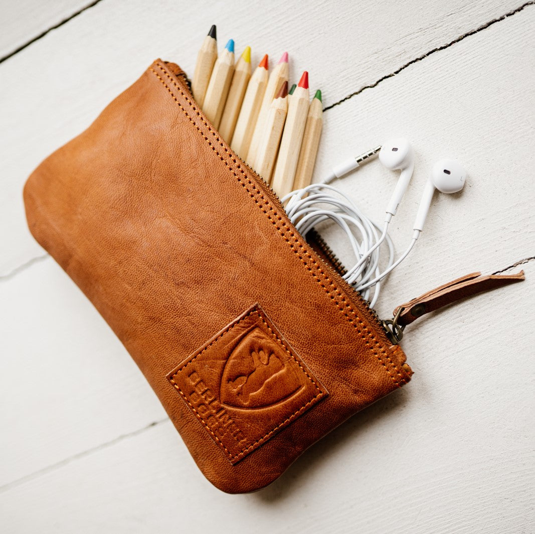 Sluxa Leather Pencil Case, Thin Soft Pen Bag, Small Pencil Case for  Adults,Senio