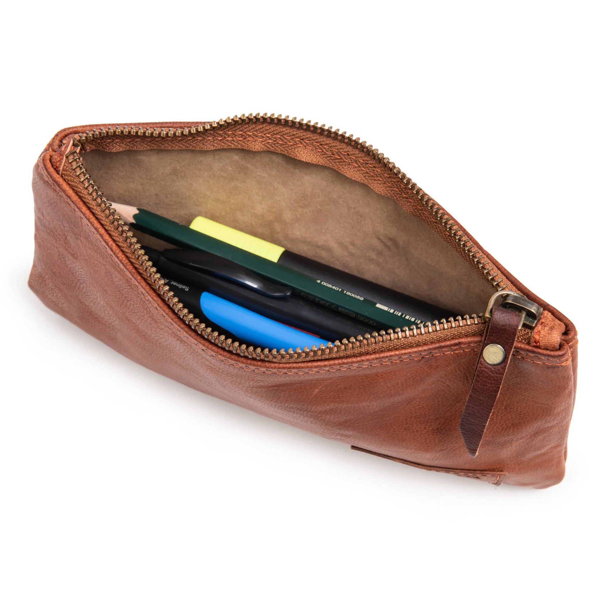 Sluxa Leather Pencil Case, Thin Soft Pen Bag, Small Pencil Case for  Adults,Senio